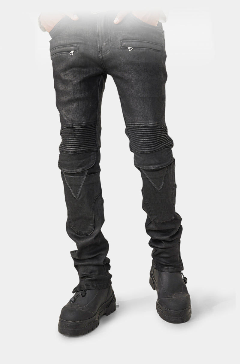 Fusion Slim-Fit Wax Biker Jeans