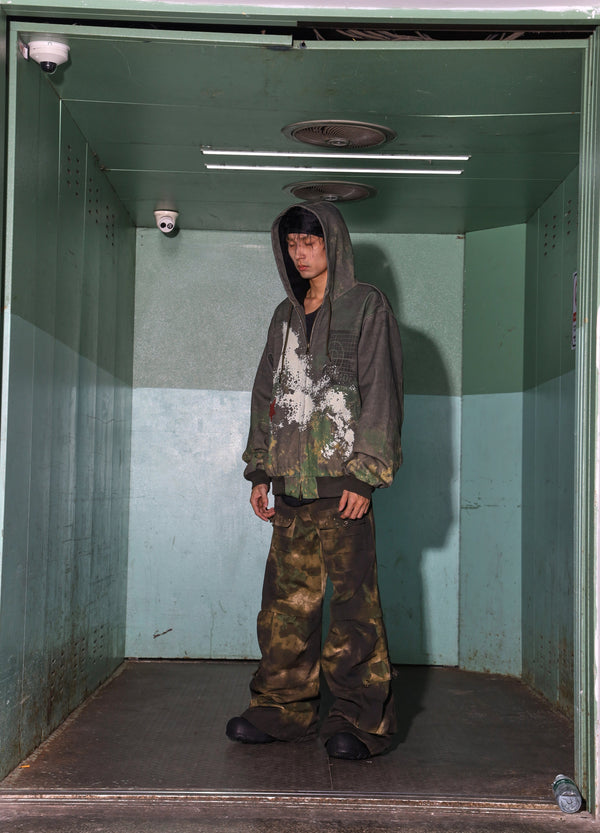 American Distressed Camo Hooded Jacket