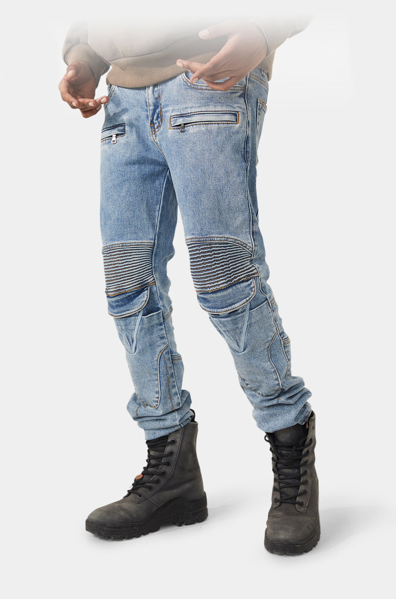 Fusion Slim-Fit Wax Biker Jeans