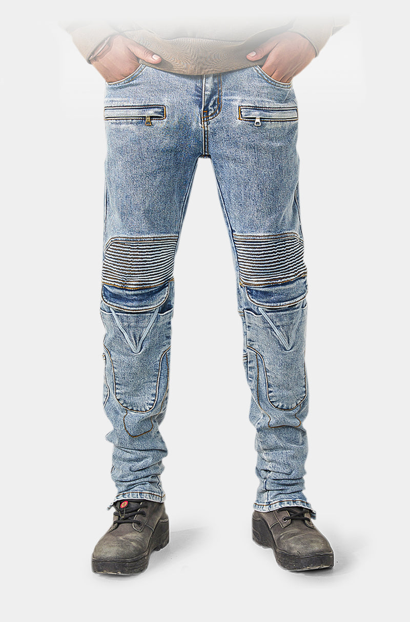 Fusion Slim-Fit Wax Biker Jeans