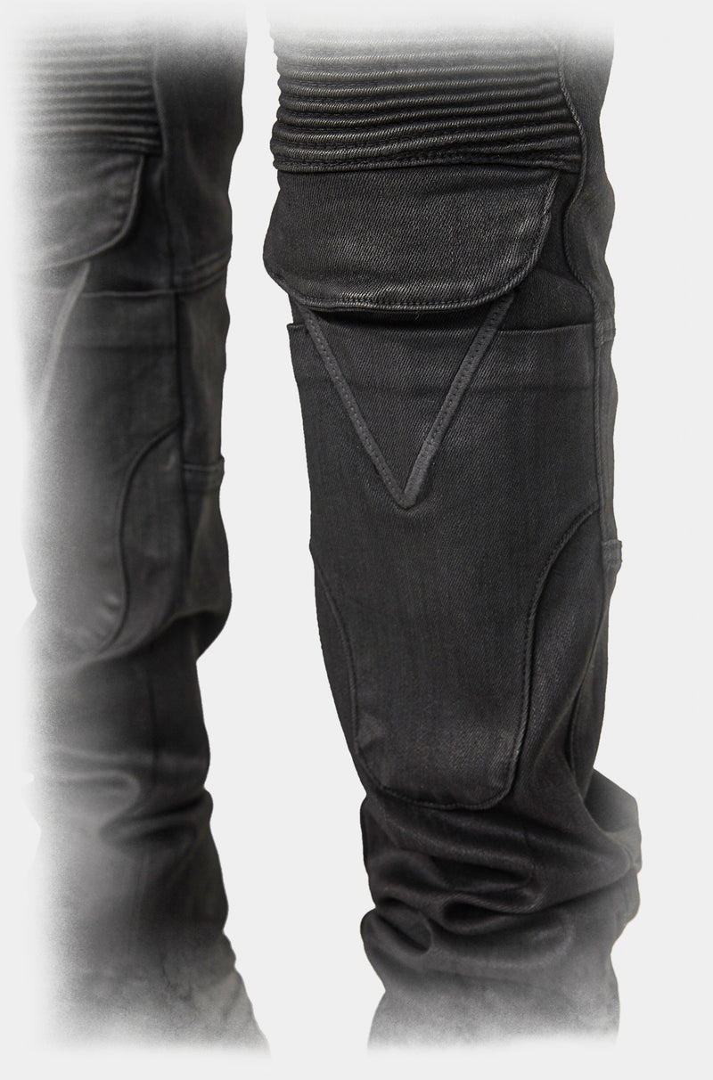 Fusion Slim-Fit Wax Biker Jeans